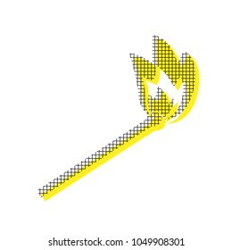 Match sign illustration. Vector. Yellow icon with square pattern duplicate at white background. Isolated.