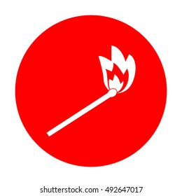 Match sign illustration. White icon on red circle.