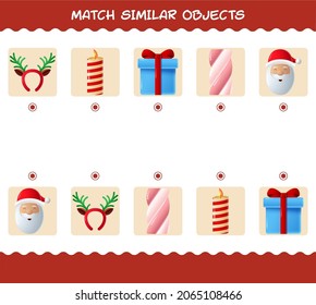 Match similar of cartoon christmas. Matching game. Educational game for pre shool years kids and toddlers