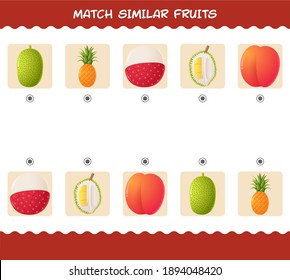 Match similar of cartoon fruits. Matching game. Educational game for pre shool years kids and toddlers