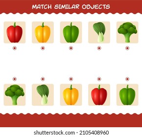 Match similar of cartoon vegetables. Matching game. Educational game for pre school years kids and toddlers