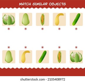 Match similar of cartoon vegetables. Matching game. Educational game for pre school years kids and toddlers