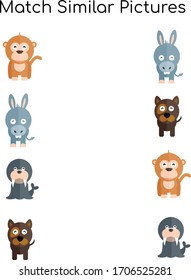 Match similar Picture. vector illustration. For pre school education, kindergarten and kids and children. Animals 