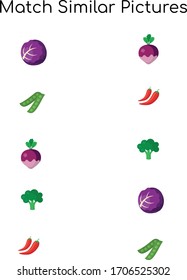 Match similar Picture. vector illustration. For pre school education, kindergarten and kids and children. Vegetable 