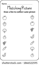 Match similar Picture. vector illustration. For pre school education, kindergarten and kids and children. Fruit and Vegitable