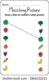 Match similar Picture. vector illustration. For pre school education, kindergarten and kids and children. Fruit and Vegitable