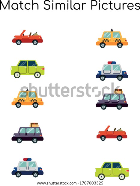 Match similar\
Picture. vector illustration. For pre school education,\
kindergarten and kids and children.\
Vehicle