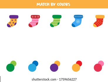 Match socks and colors. Educational logical game for kids. Color matching game for kids. 