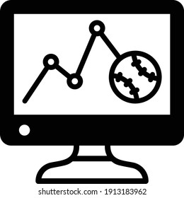 Match Stats On TV Concept, Score Card And Analysis Vector Icon Design, Base Ball Symbol On White Background, Bat And Ball Game Sign, Sports Equipment Stock,