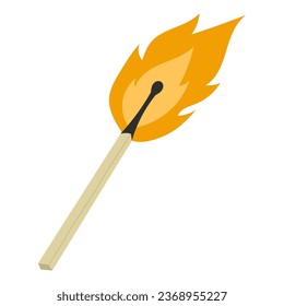 match stick burning flames fire vector