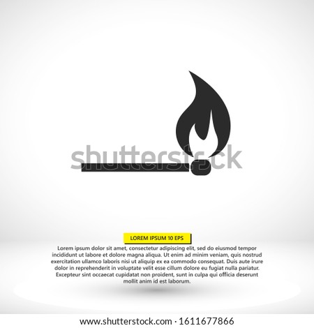 Match stick burns vector icon. Burning matchstick sign.vector icon Fire symbol. vector icon Download arrow, handshake, tick and heart. Flat circle buttons.