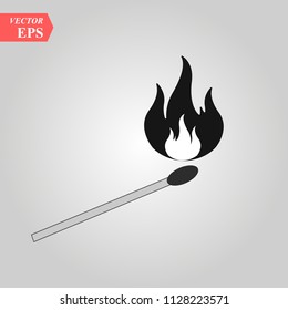 match stick with fire vector icon. Match fire icon isolated sign symbol and flat style for app, web and digital design. Vector illustration. eps10