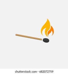 match stick with fire vector icon