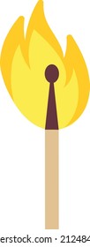 Match stick in flame. Retro fire ignite icon