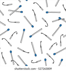 Match Stick Seamless Pattern Blue Head