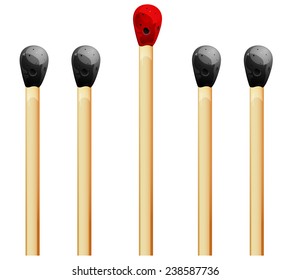 Match Sticks Concept - Stand Out - Illustration