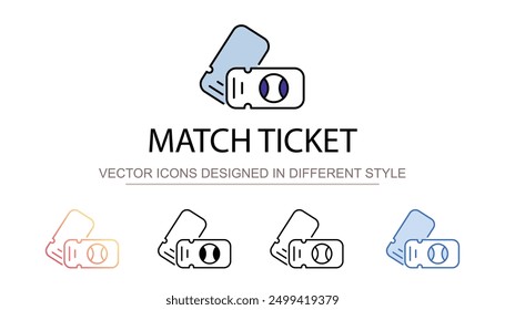 Match Ticket icon design with white background stock illustration