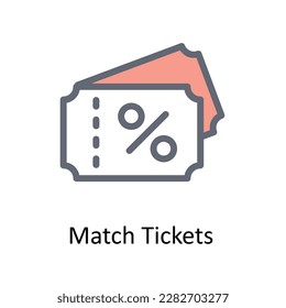 Match Tickets Vector  Fill outline Icons. Simple stock illustration stock