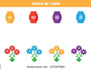 Match vase and flowers by color.