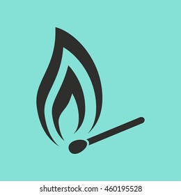 Match vector icon. Black illustration isolated on green background for graphic and web design.