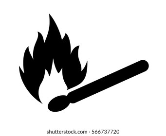 Match vector icon illustration on white background. Flame match eps vector web icon.