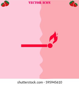Match vector  icon. Strawberry Background.