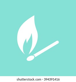 Match    vector icon. White  illustration isolated on green  background for graphic and web design.