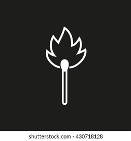 Match vector icon. White illustration isolated on black background for graphic and web design.