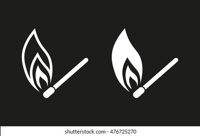 Match vector icon. White illustration isolated on black background for graphic and web design.