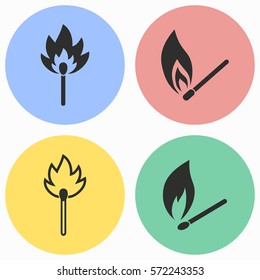 Match vector icons set. Black illustration isolated for graphic and web design.