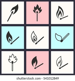 Match vector icons set. Illustration isolated for graphic and web design.