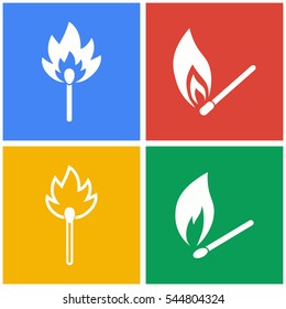 Match vector icons set. White illustration isolated for graphic and web design.