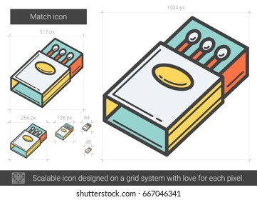 Icono de línea vectorial de coincidencia aislado en fondo blanco. Icono de línea para infografía, sitio web o aplicación. Icono escalable diseñado en un sistema de cuadrícula.