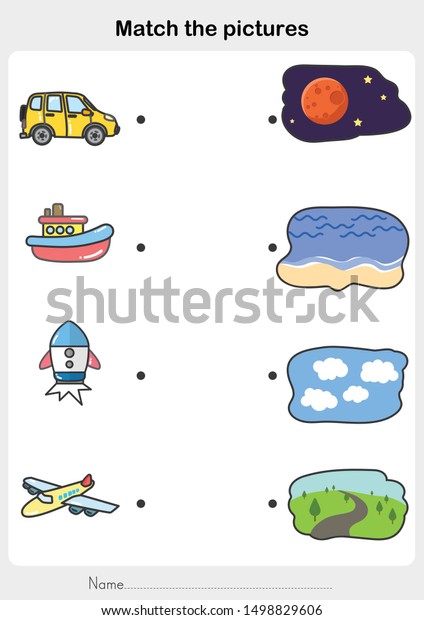 Match Vehicle Place Worksheet Education Stock Vector (Royalty Free ...