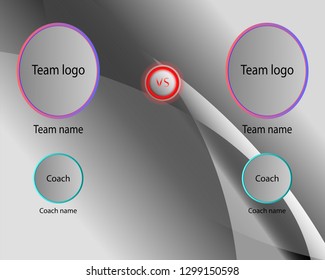 Match the white circle logo team and coach. White and gray background