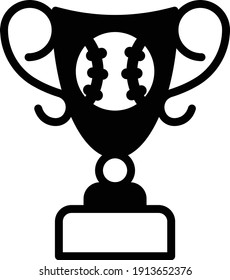 Match Winner Trophy Concept Vector Glyph Icon Design, Base ball Symbol on white background, bat and ball game Sign, Sports equipment Stock,