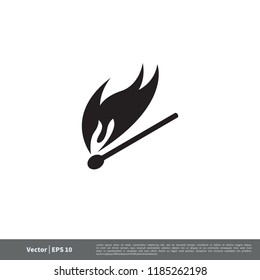 Match Wood Fire Flame Sign Logo Template