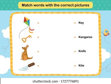 Match Words With The Correct Pictures Illustration, Vector