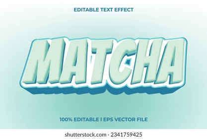 Matcha 3d text effect with blue ice theme. green typography for products tittle