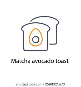 Matcha avocado toast vector icon stock illustration