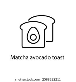 Matcha avocado toast vector icon stock illustration