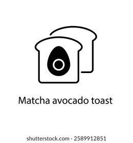 Matcha avocado toast vector icon stock illustration