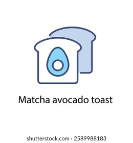 Matcha avocado toast vector icon stock illustration