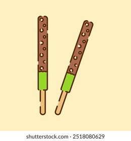 Matcha Bar Snacks Illustration Flat Color