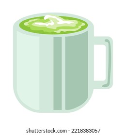 Matcha Beverage. Coffee Or Tea In Cup With Matcha. Vector Illustration Isolated On White Background. Food, Culture Concept.