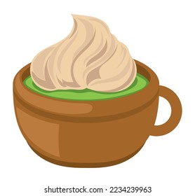 Matcha-Getränk mit Cremesymbol einzeln