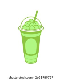 Matcha bubble green tea cup.