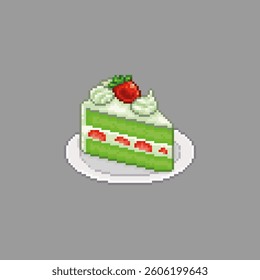 Matcha cake, pixel art food
