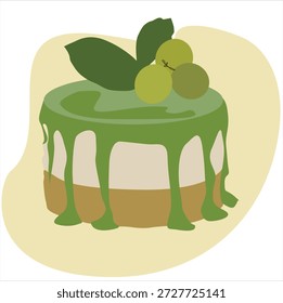 Pastel Matcha. El tema de esta ilustración es Matcha. Postre de Vector de té Matcha 