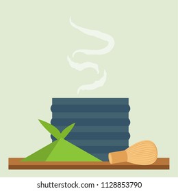 Matcha cartoon vector. free space for text. wallpaper. background.